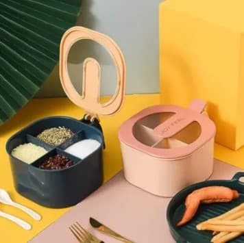 Multi-Function 4-Grid Spice Box & Seasoning Container